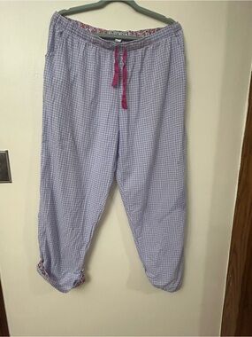 Jane and Bleecker Lavender Gingham Pants with Pink Floral Trim